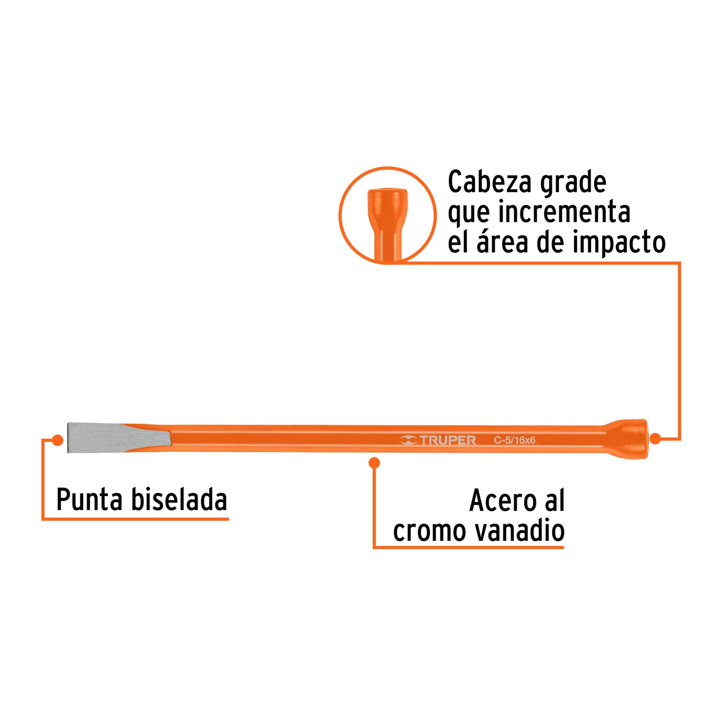 Cincel de corte frío de 5/16x6"