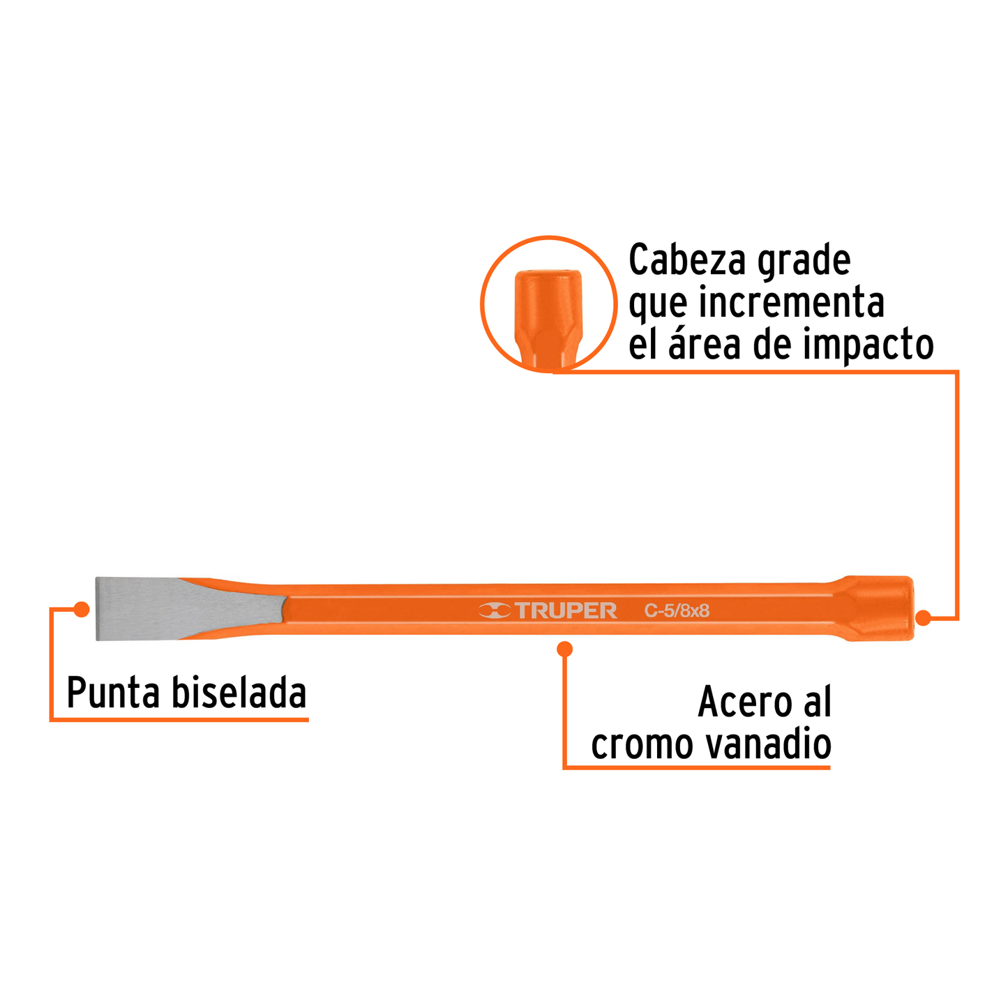 Cincel de corte frío de 5/8 X 8"