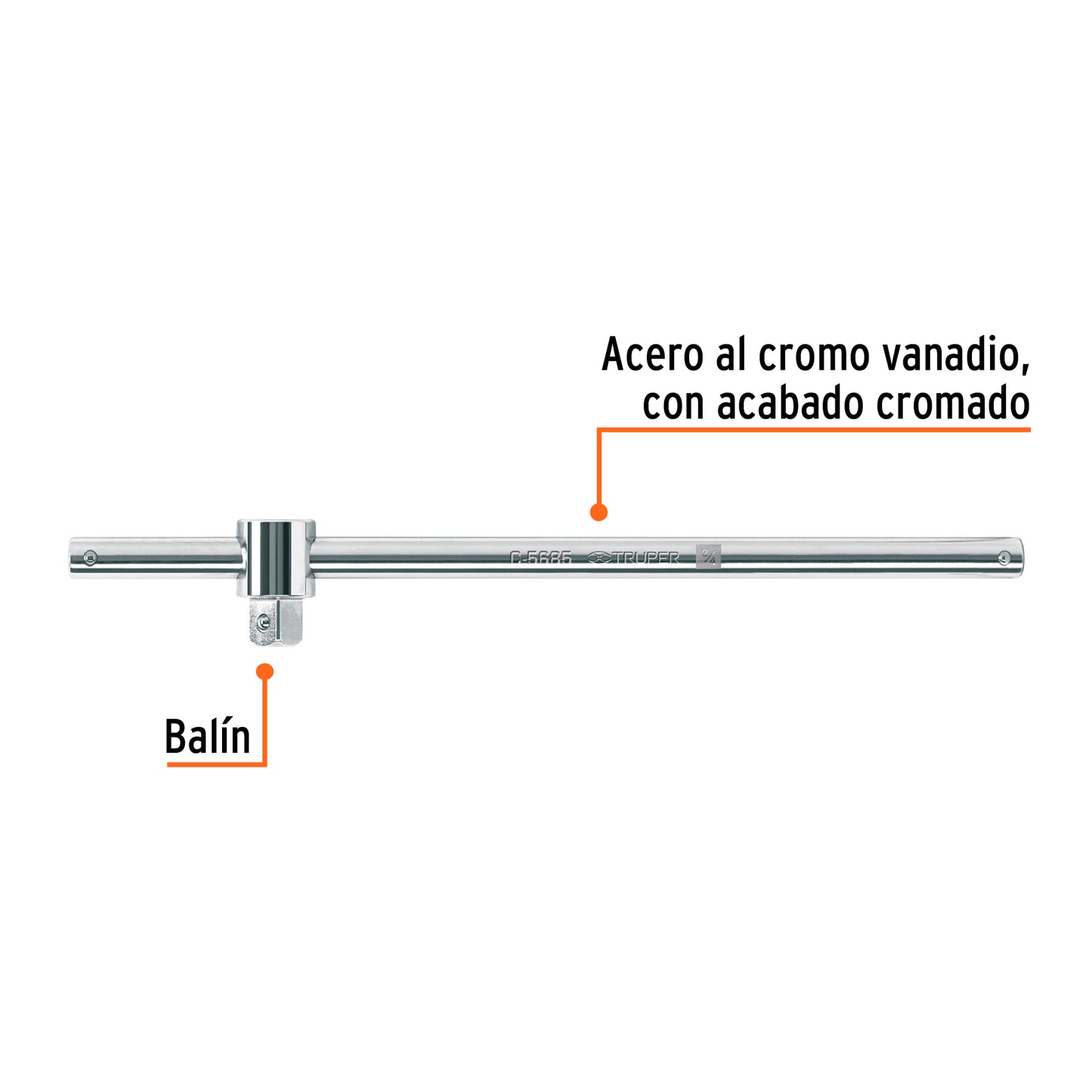 Barra corrediza para dados 3/4 pulg