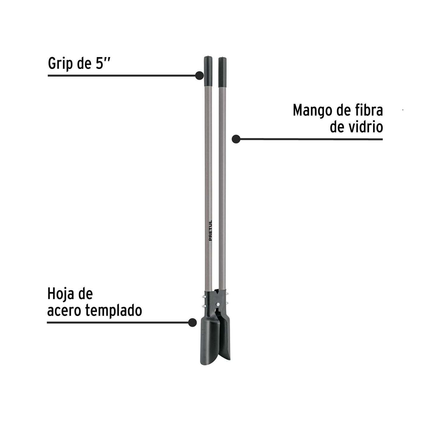 Cavador con mangos de fibra de vidrio de 44"