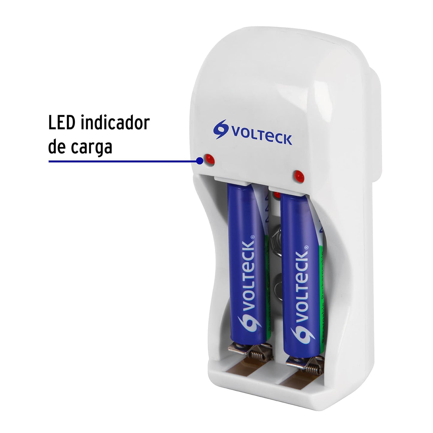 Cargador de pilas AA, AAA y 9V con LED indicador e incluye 2 pilas AAA