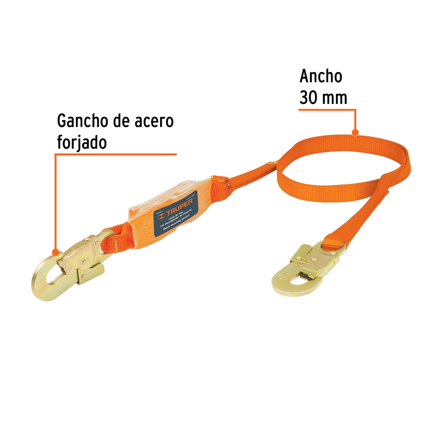 Línea de vida 1.8 m cinta políéster con absorbedor impacto