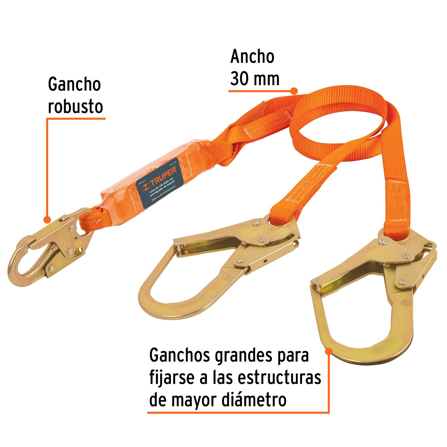 Línea vida absorbedor impacto doble brazo gancho