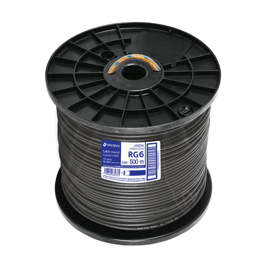 Metro de cable coaxial RG6 en carrete de 500 m