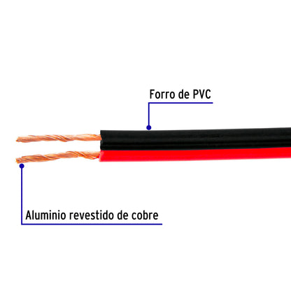 Rollo de 100 m de cable polarizado bicolor para bocina 18 AWG