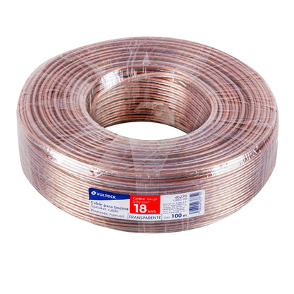 Rollo de 100 m de cable polarizado transparente para bocina 18 AWG