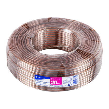 Rollo de 100 m de cable polarizado transparente para bocina 20 AWG