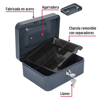 Caja para dinero de acero con charola removible de 20 cm