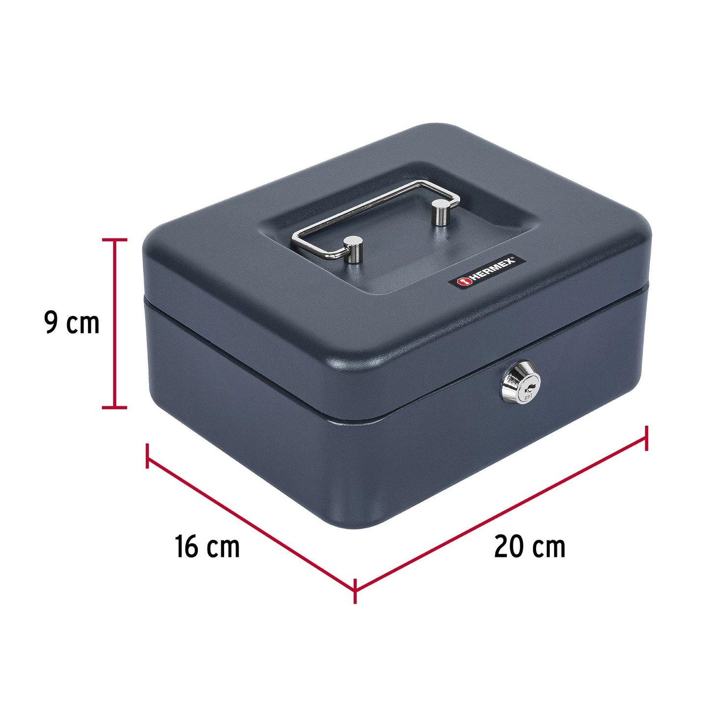 Caja para dinero de acero con charola removible de 20 cm
