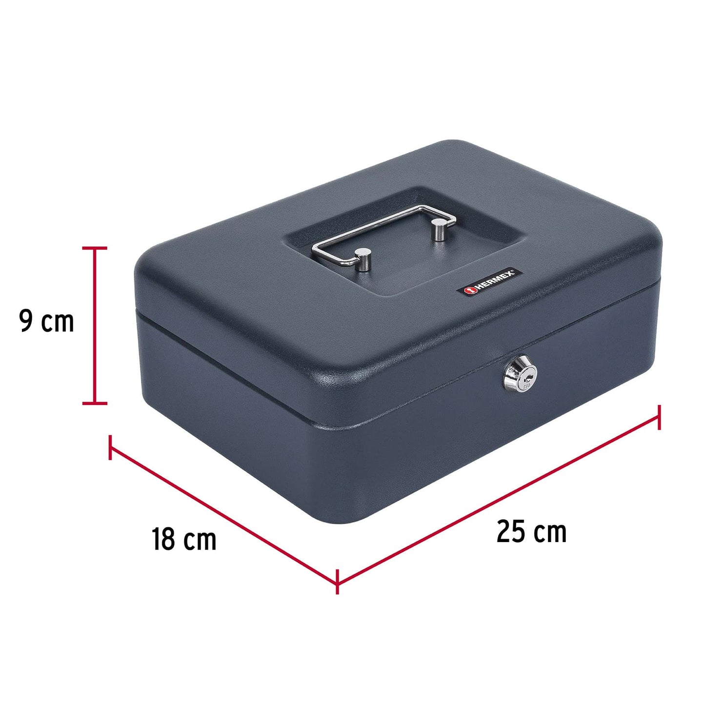 Caja para dinero de acero con charola removible de 25 cm