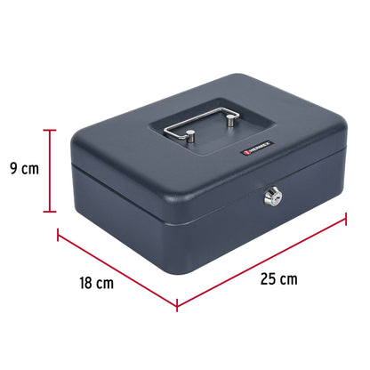 Caja para dinero de acero con charola removible de 25 cm