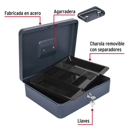 Caja para dinero de acero con charola removible de 30 cm