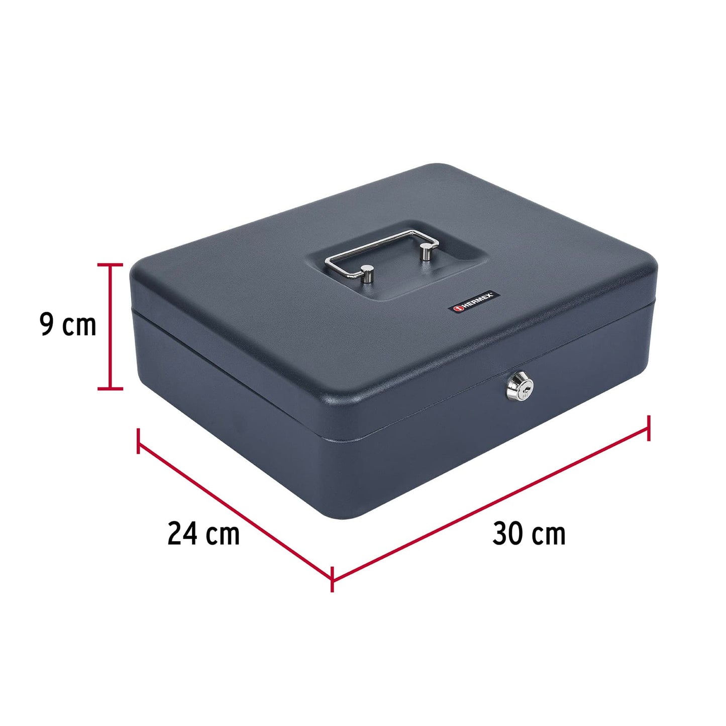 Caja para dinero de acero con charola removible de 30 cm
