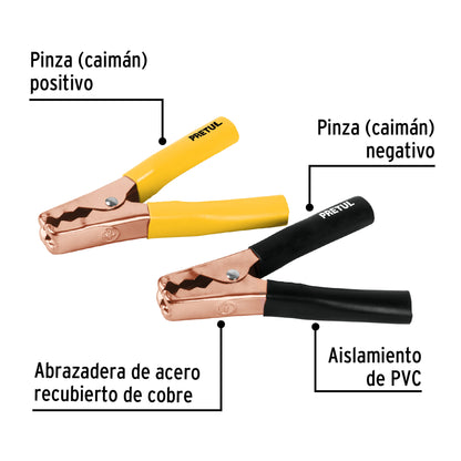 Caballete con 2 caimanes para cables pasa corriente