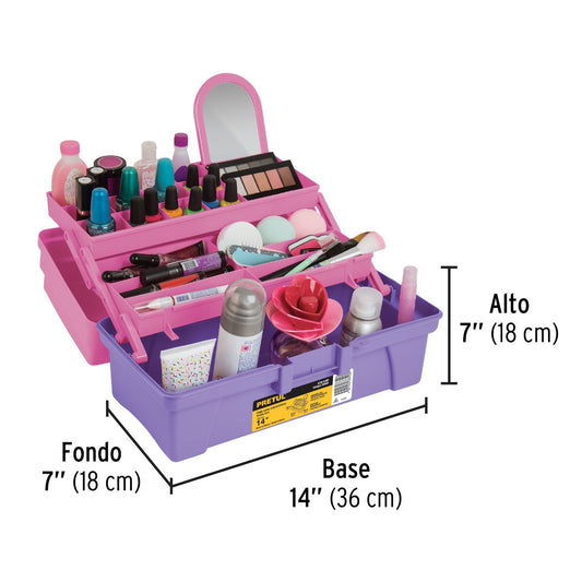 Caja cosmetiquera 14" rosa/morado