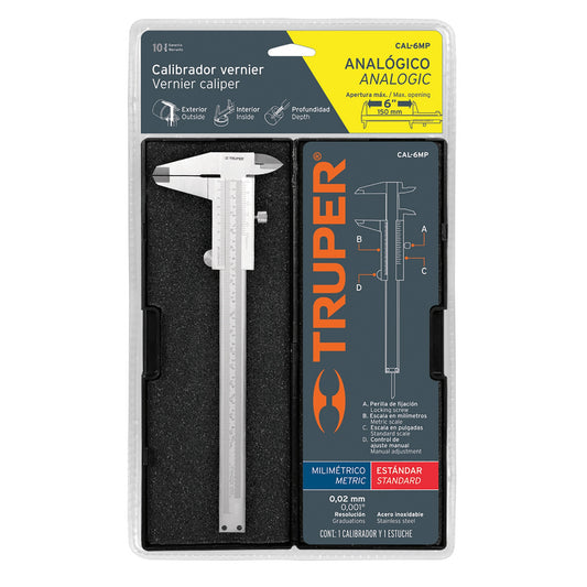 Calibrador vernier analógico 6 acero inox std