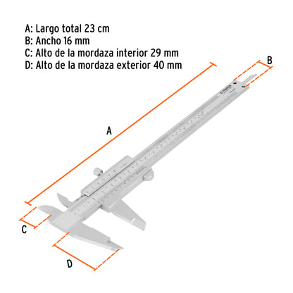 Calibrador vernier analógico 6 acero inox std