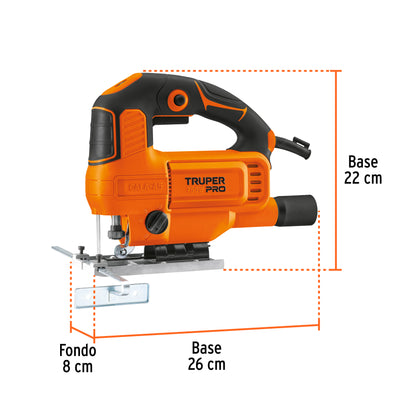 Sierra caladora de 750 W con velocidad variable y zapata inclinable