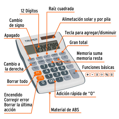 Calculadora de bolsillo con alimentación solar y por pila
