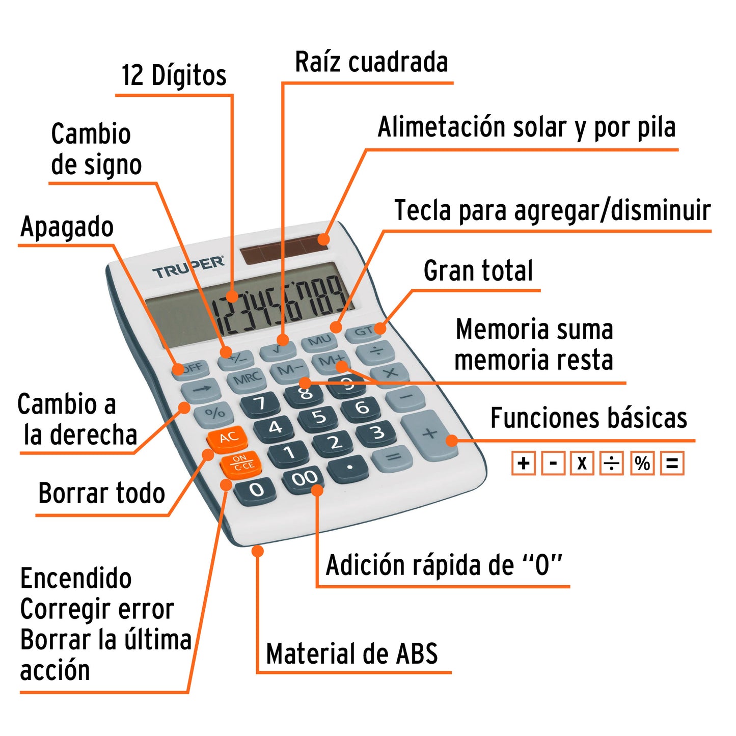 Calculadora de escritorio de 15 cm con alimentación solar y por pila