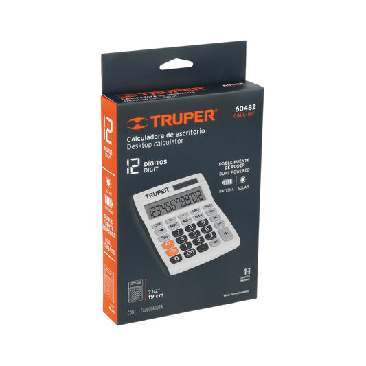 Calculadora de escritorio de 19 cm con alimentación solar y por pila