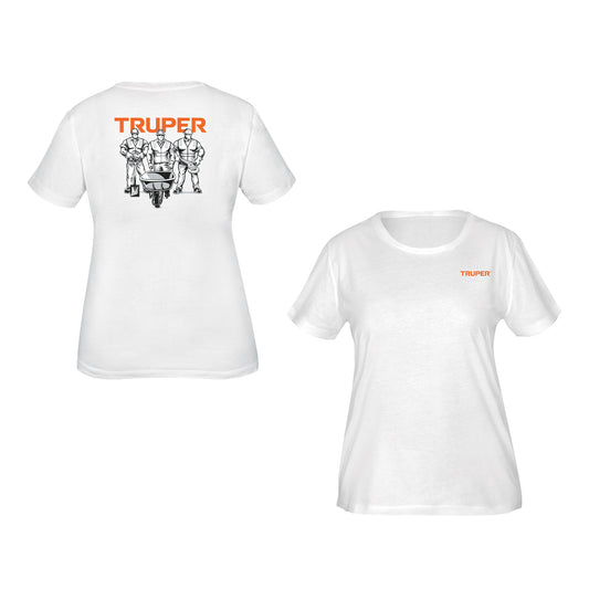 Playera cuello redondo para mujer, blanca, CH