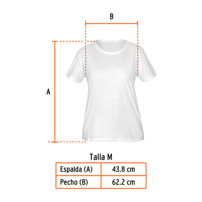 Playera cuello redondo para mujer, blanca, M · vista 3