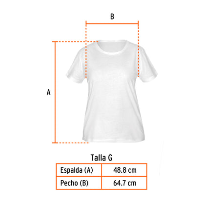 Playera cuello redondo para mujer, blanca, G · vista 3