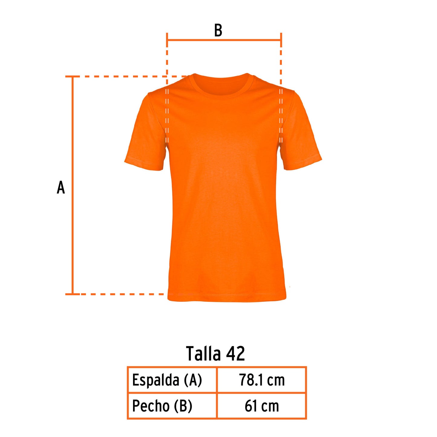 Playera cuello redondo para hombre color naranja en talla EG