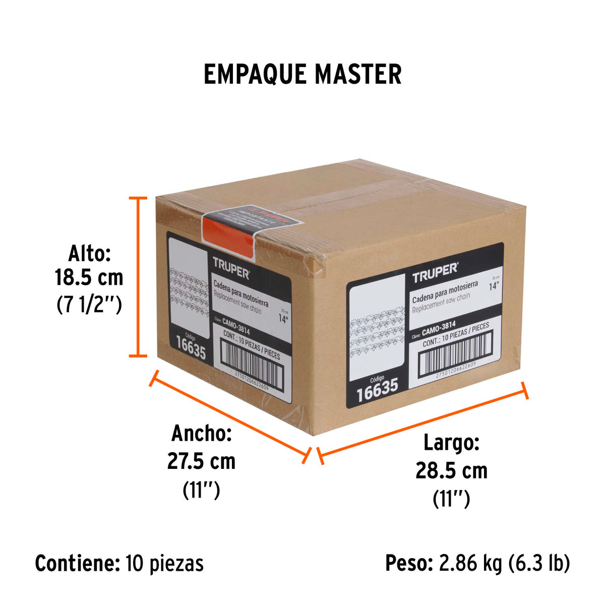 Cadena repuesto 14" para motosierra gasolina 33/38cc · vista 2