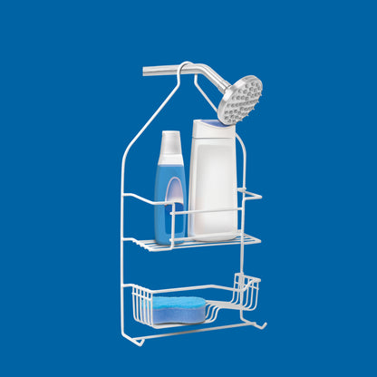 Organizador para regadera con cubierta plástica y estructura metálica