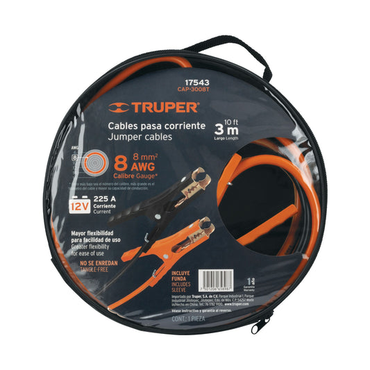 Cables pasa corriente de 3 m con 225 A y calibre 8 AWG