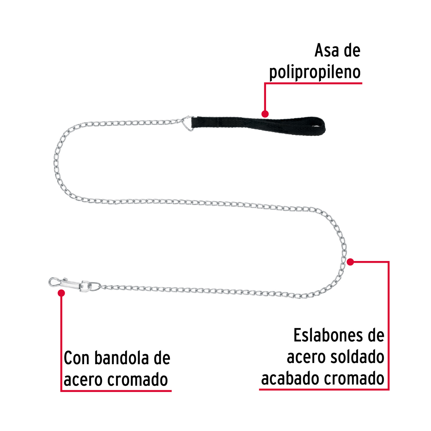 Cadena de paseo para perro 2 mm