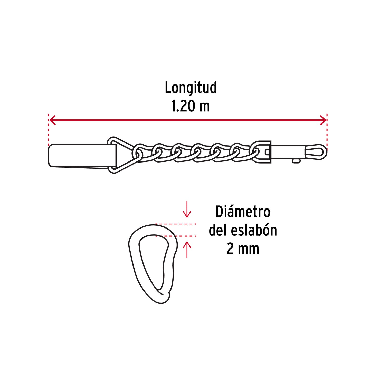 Cadena de paseo para perro 2 mm