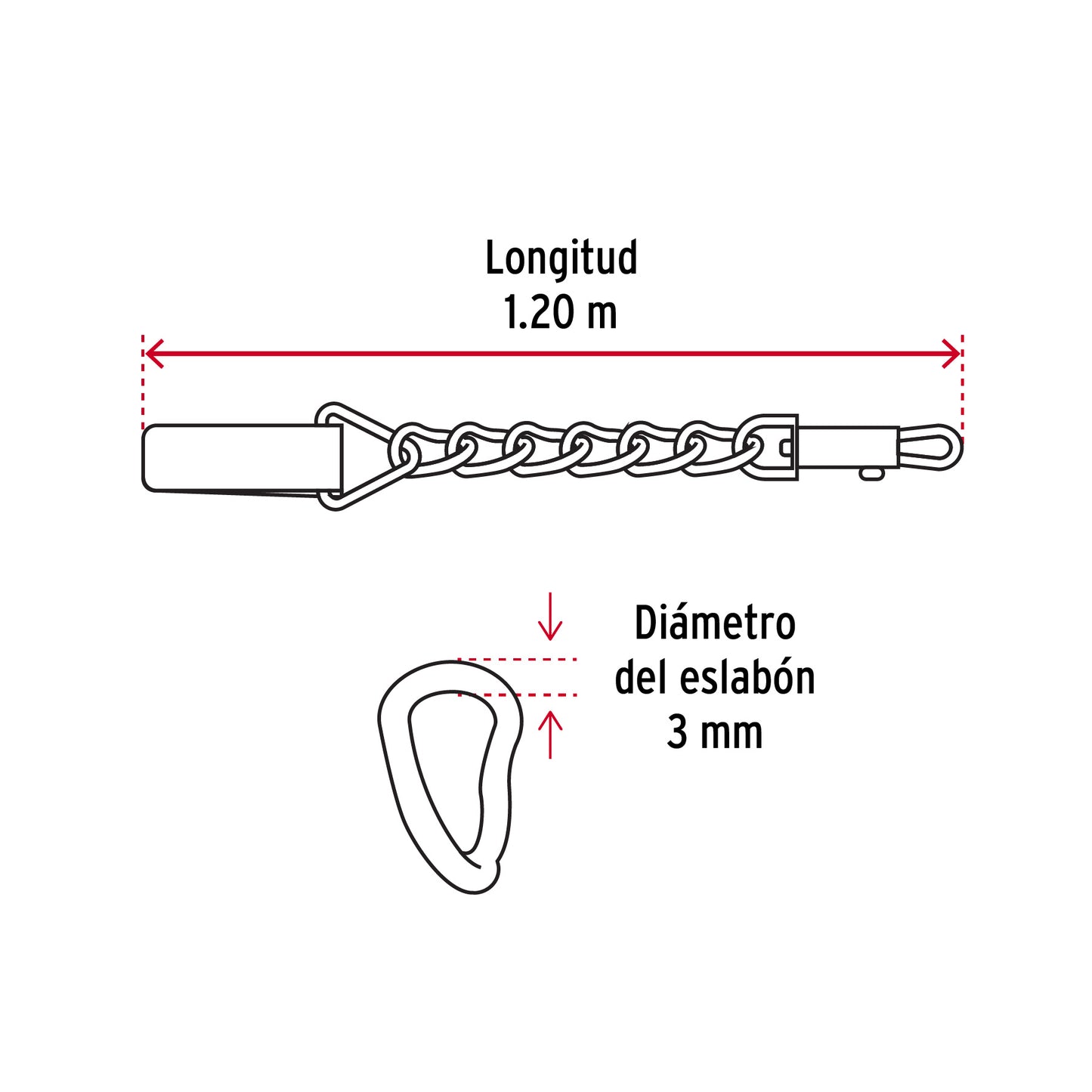 Cadena de paseo para perro 3 mm