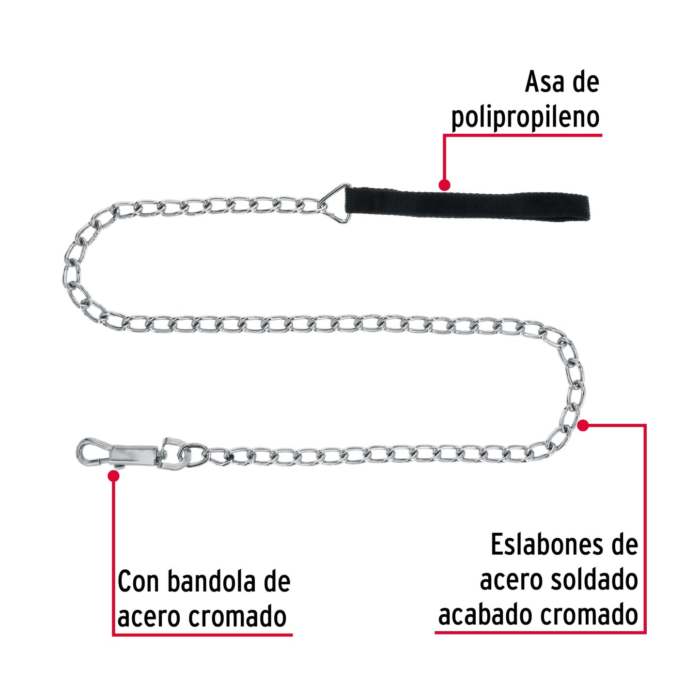 Cadena Paseo Perro Acero Cromado