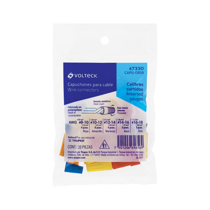 Bolsa con 20 capuchones para cable de calibres surtidos
