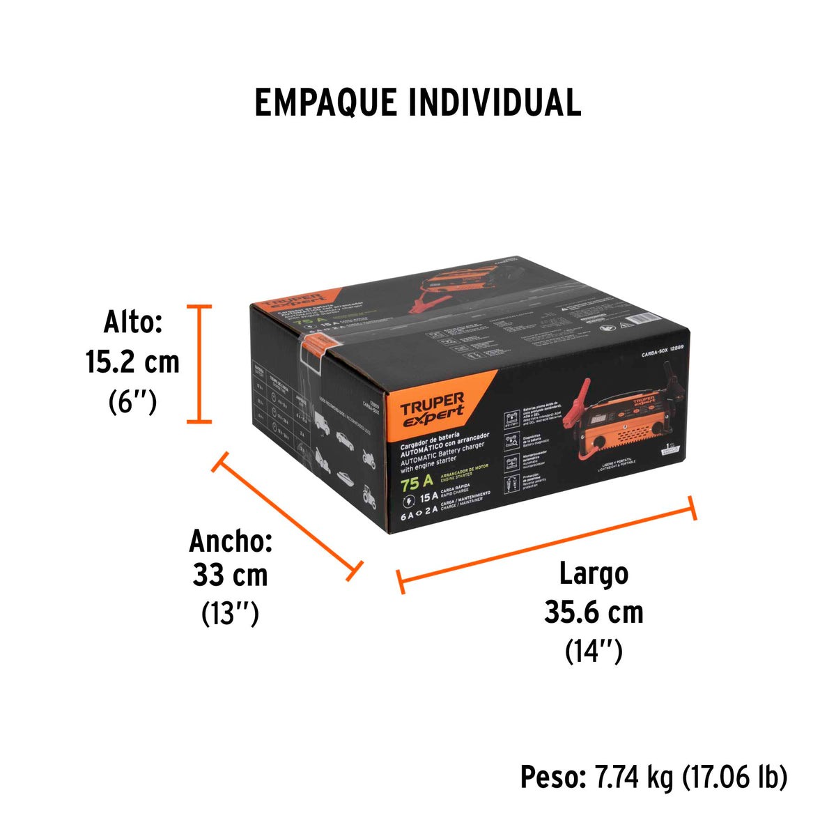Cargador de baterías 15 A, arrancador de 75A, 6V/12V · vista 5