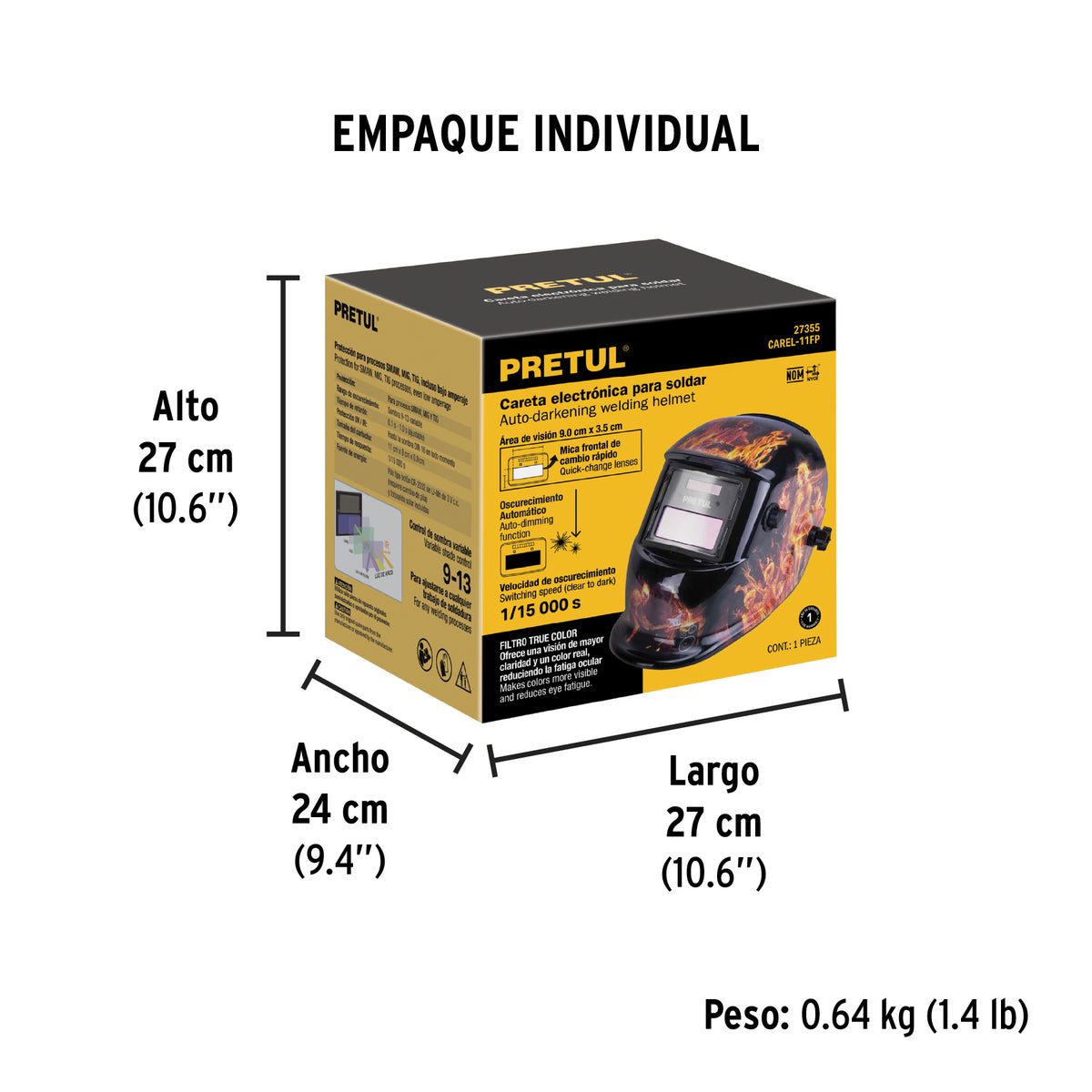 Careta electrónica para soldar sombra 9-13, fuego · vista 6