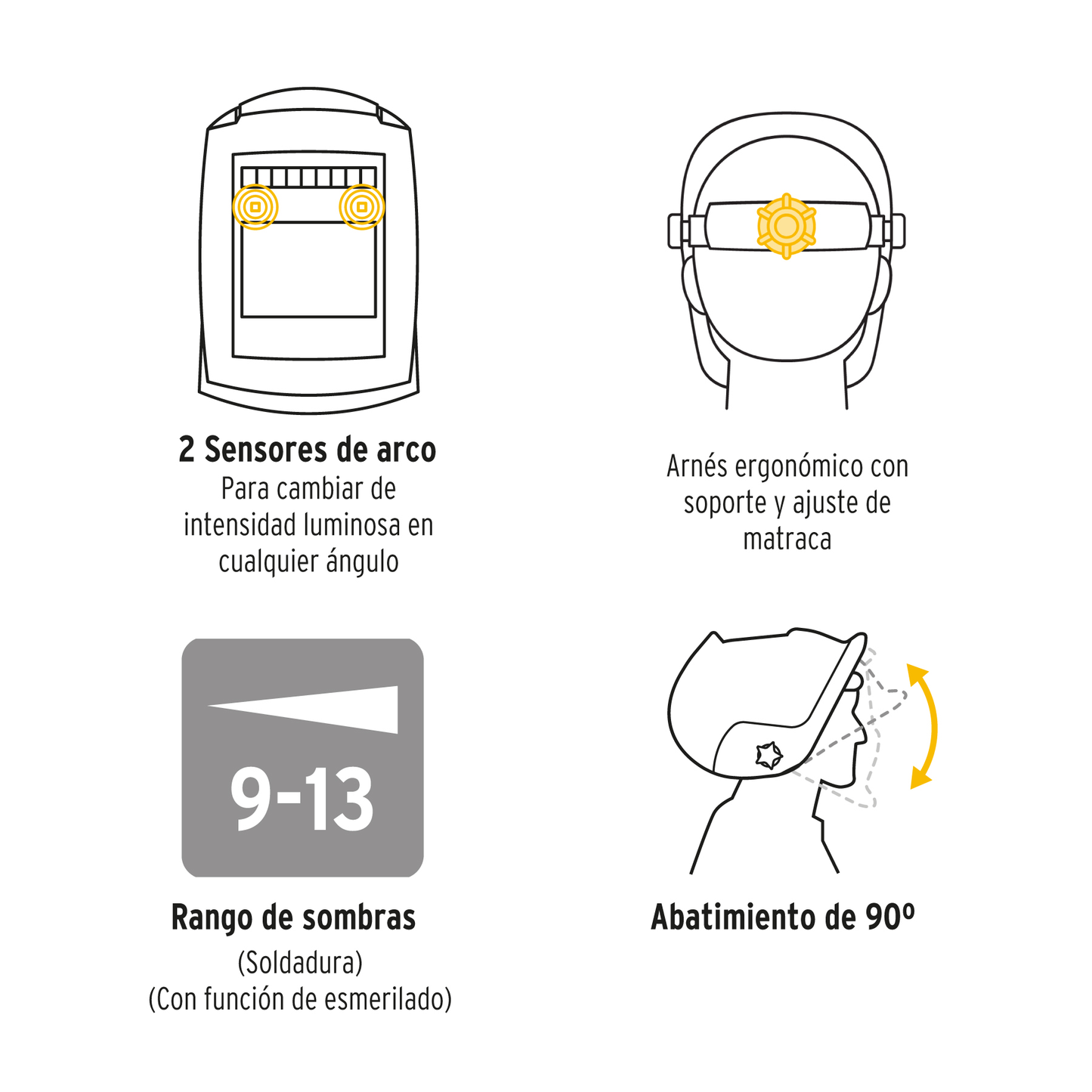 Careta electrónica para soldar sombra 9-13 negra
