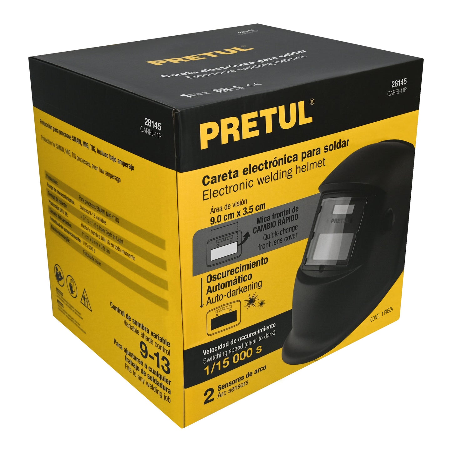 Careta electrónica para soldar sombra 9-13 negra
