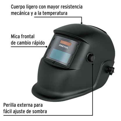 Careta electrónica para soldar sombra 9-13 negra