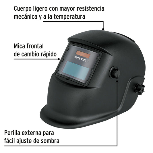 Careta electrónica para soldar sombra 9-13 negra