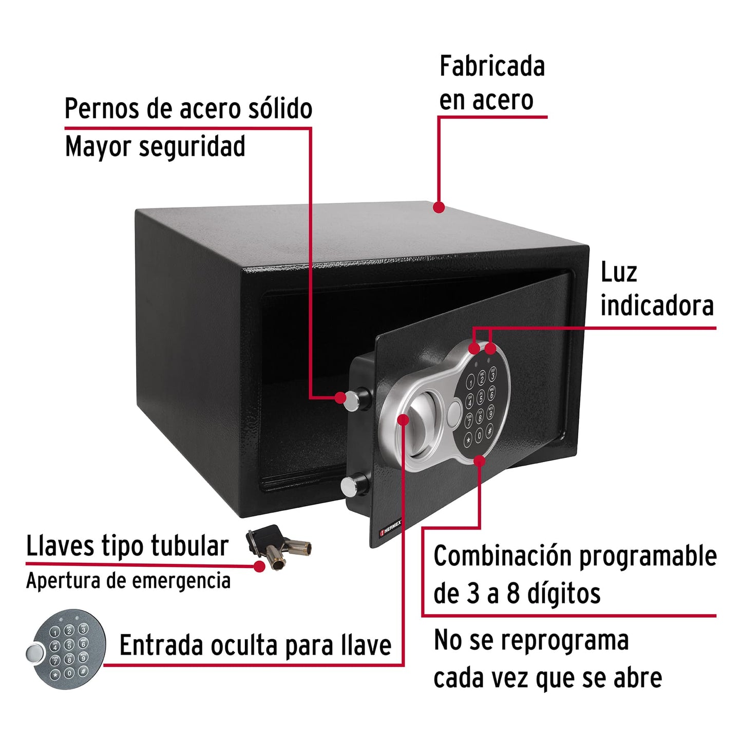 Caja fuerte de seguridad electrónica de acero chica con combinación programable