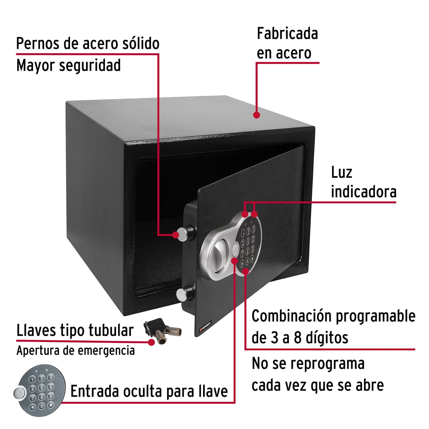 Caja fuerte de seguridad electrónica de acero mediana con combinación programable