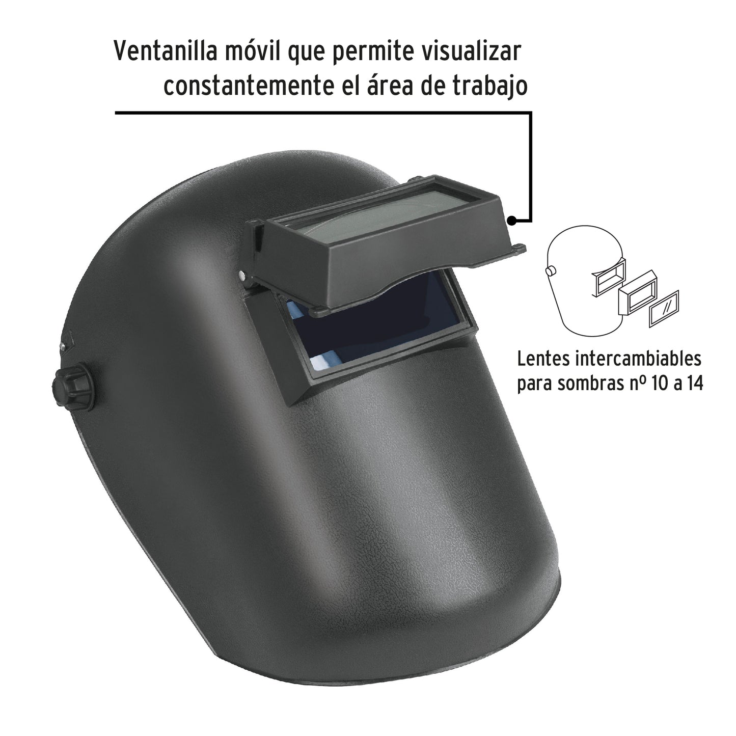 Careta para soldar con lente abatible sombra