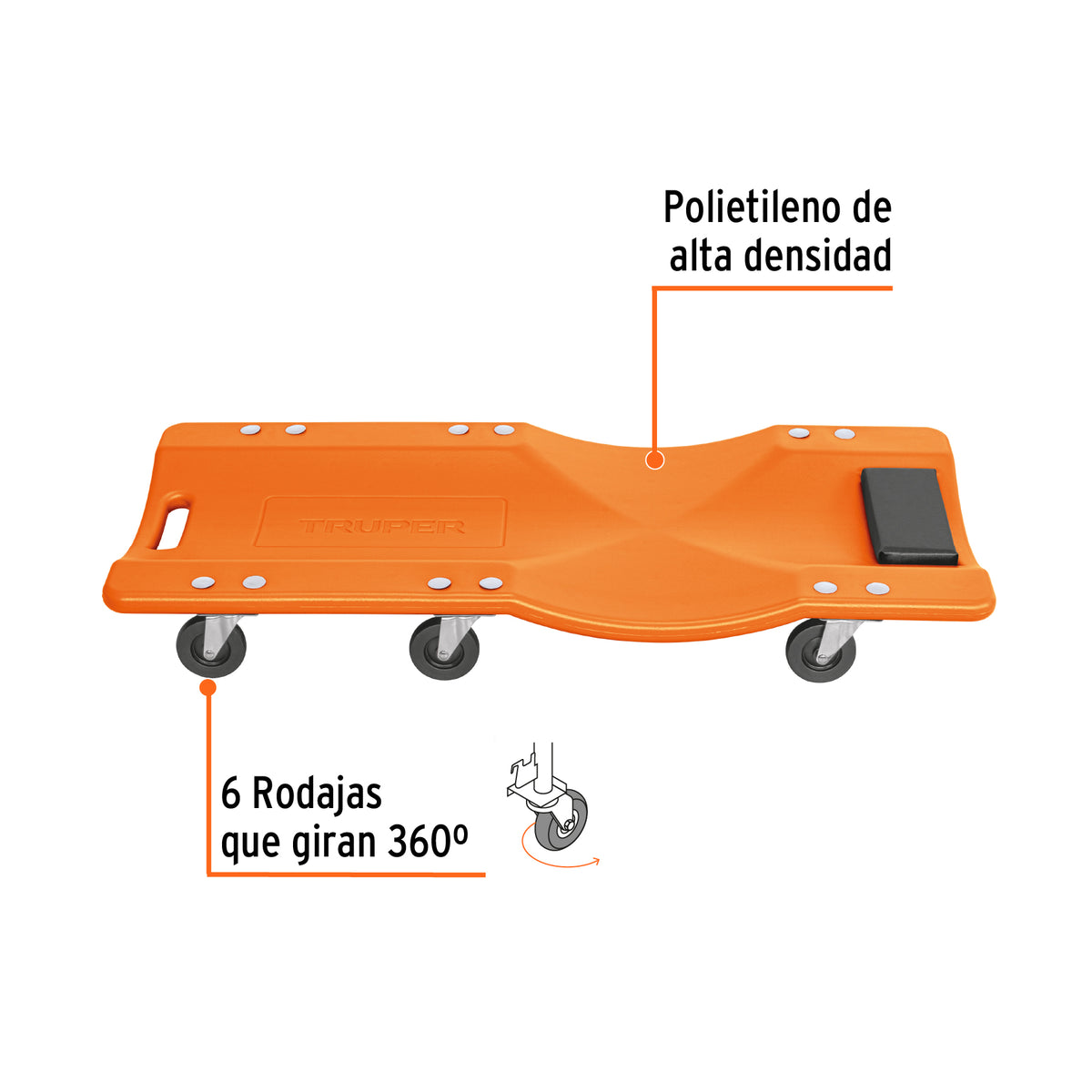 Cama plástica 36 pulg para mecánico