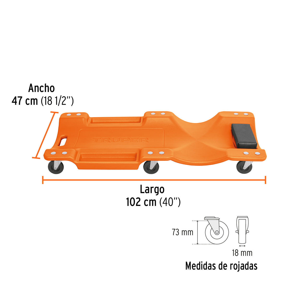 Cama plástica 40 pulg para mecánico