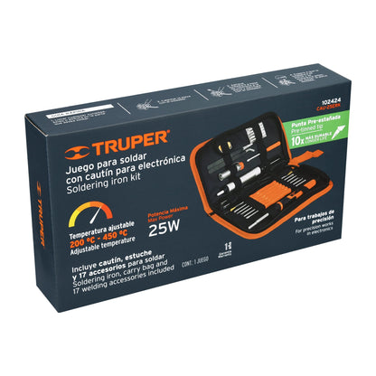 Kit de soldadura electrónica con cautín de 25 W y temperatura regulable