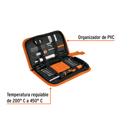 Kit de soldadura electrónica con cautín de 25 W y temperatura regulable